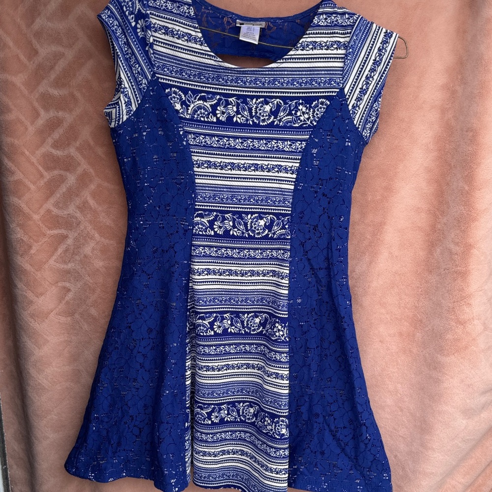 Girls Blue/White Dress Size 12